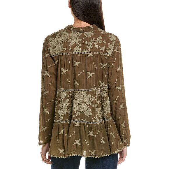 Johnny Was Womens  Tahra Blouse, Green - Picture 2 of 3